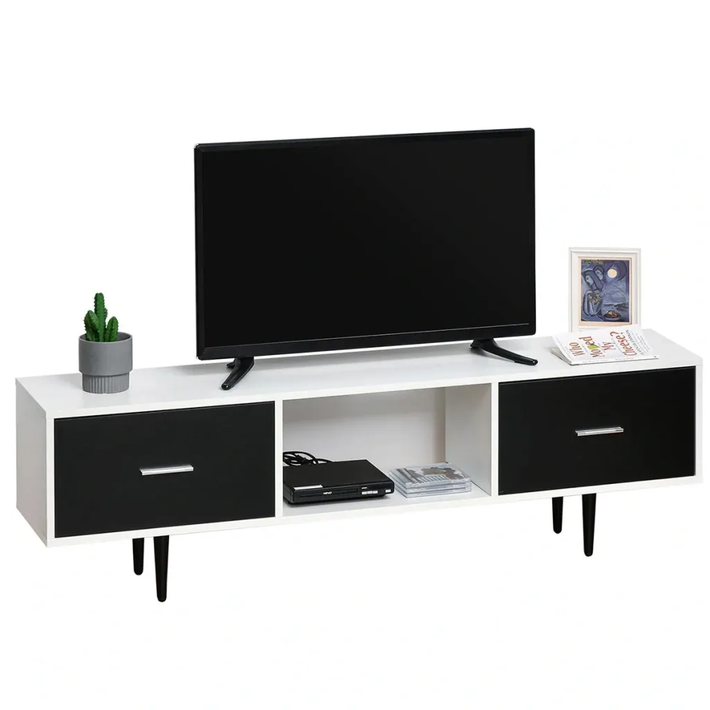 TV table TV cabinet with drawers shelves for 60'' TV TV board living room bedroom chipboard metal