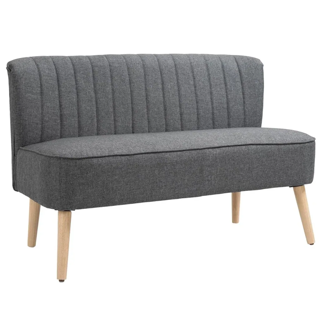 2-seater fabric sofa upholstered sofa seating furniture lounge sofa wood foam dark grey 117 x 56.5 x 77 cm