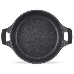 Marble casserole with black glass lid - 20 cm