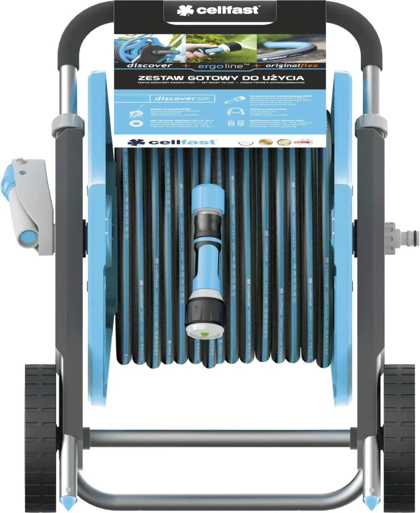 Garden hose trolley DISCOVER including 30 m + 1.5 m 4-layer hose