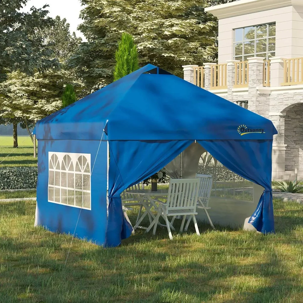 Foldable Gazebo - Blue - 3 x 3 m - incl. pegs and bag