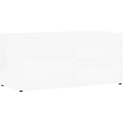 TV cabinet 80x34x36 cm high-gloss white chipboard