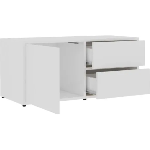 TV cabinet 80x34x36 cm high-gloss white chipboard