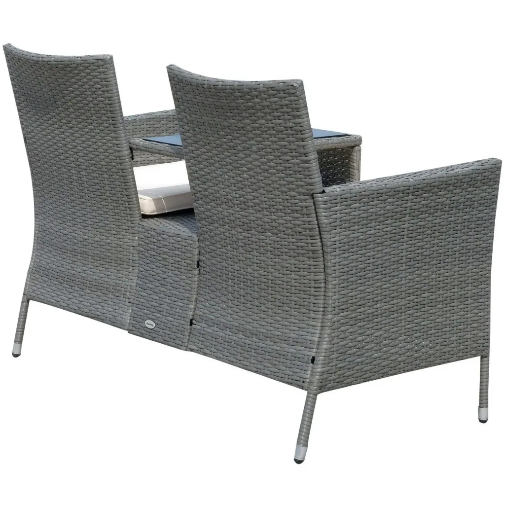 Polyrattan garden bench garden sofa with table 2-seater steel