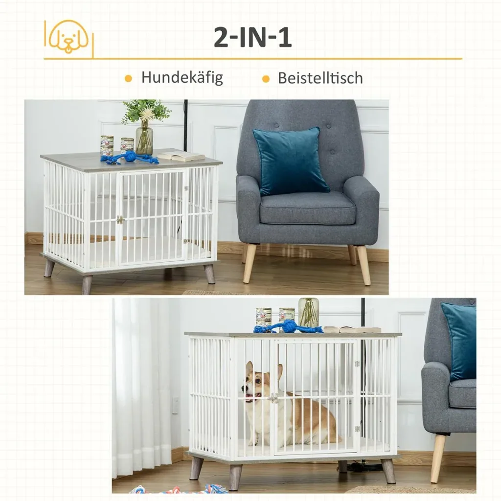 Wooden dog cage with cushion Tis
