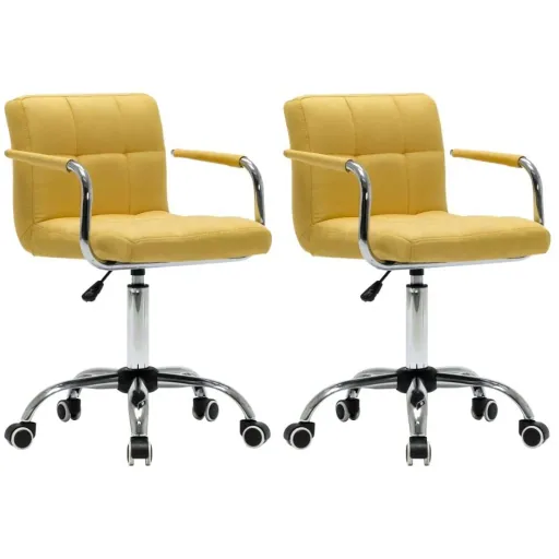 Dining room chairs swivel 2 pieces fabric yellow
