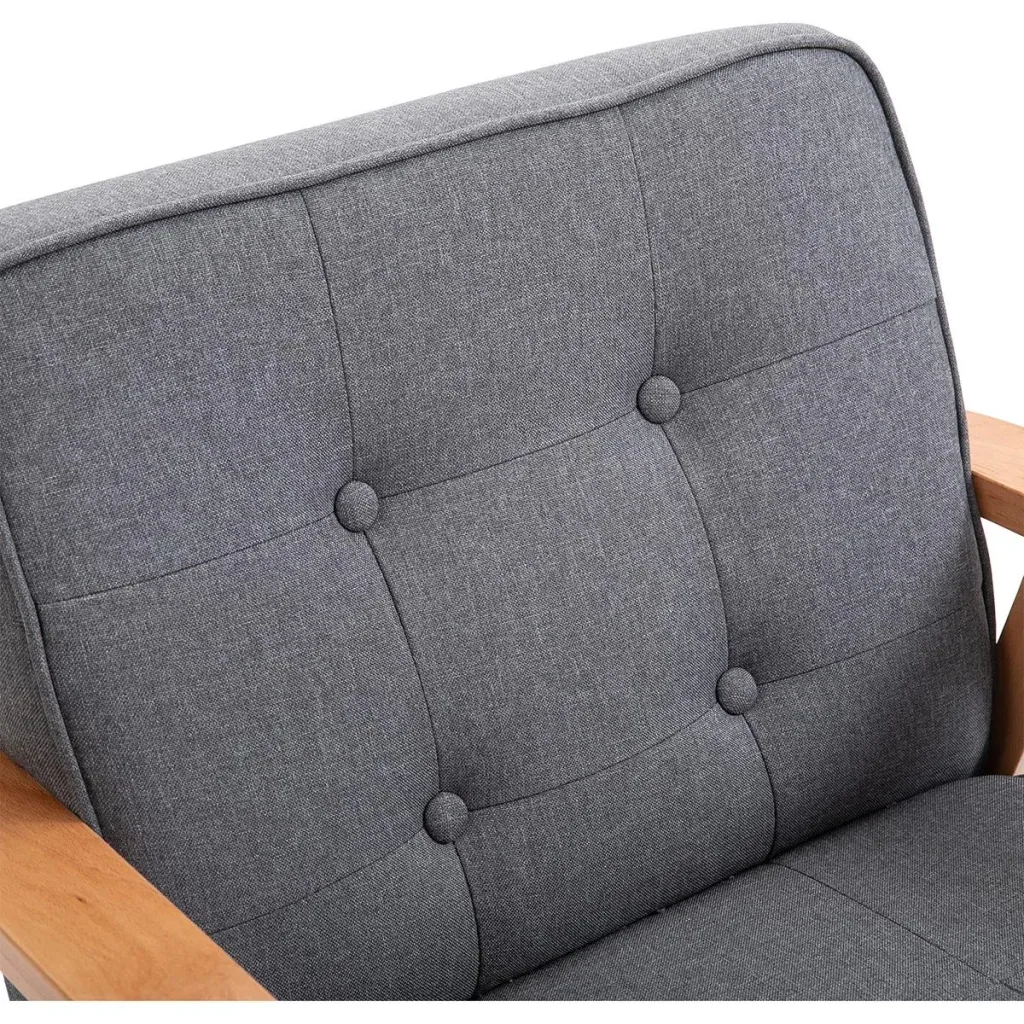 Upholstered chair with armrests grey/natural