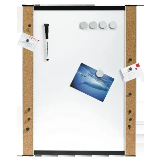 Whiteboard + magnetic board + cork edge for notes