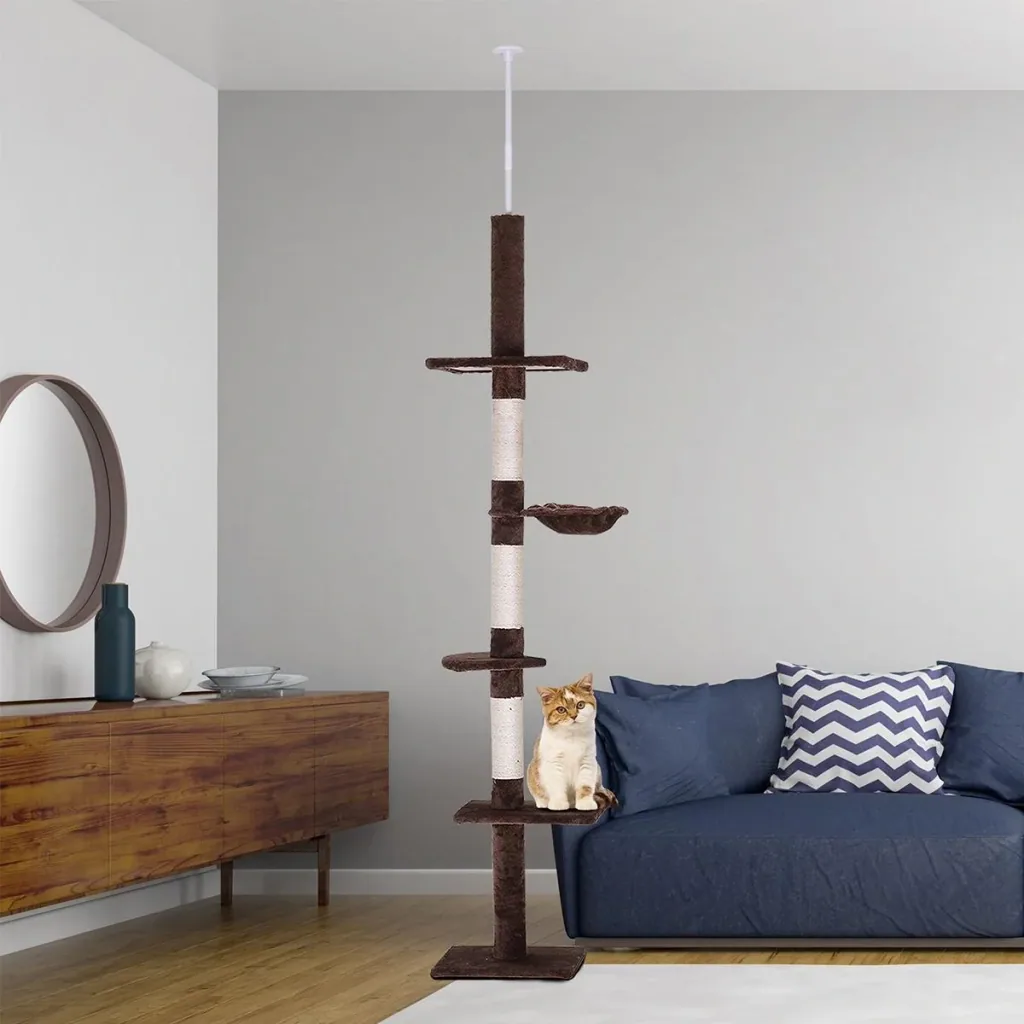 Scratching post height adjustable beige