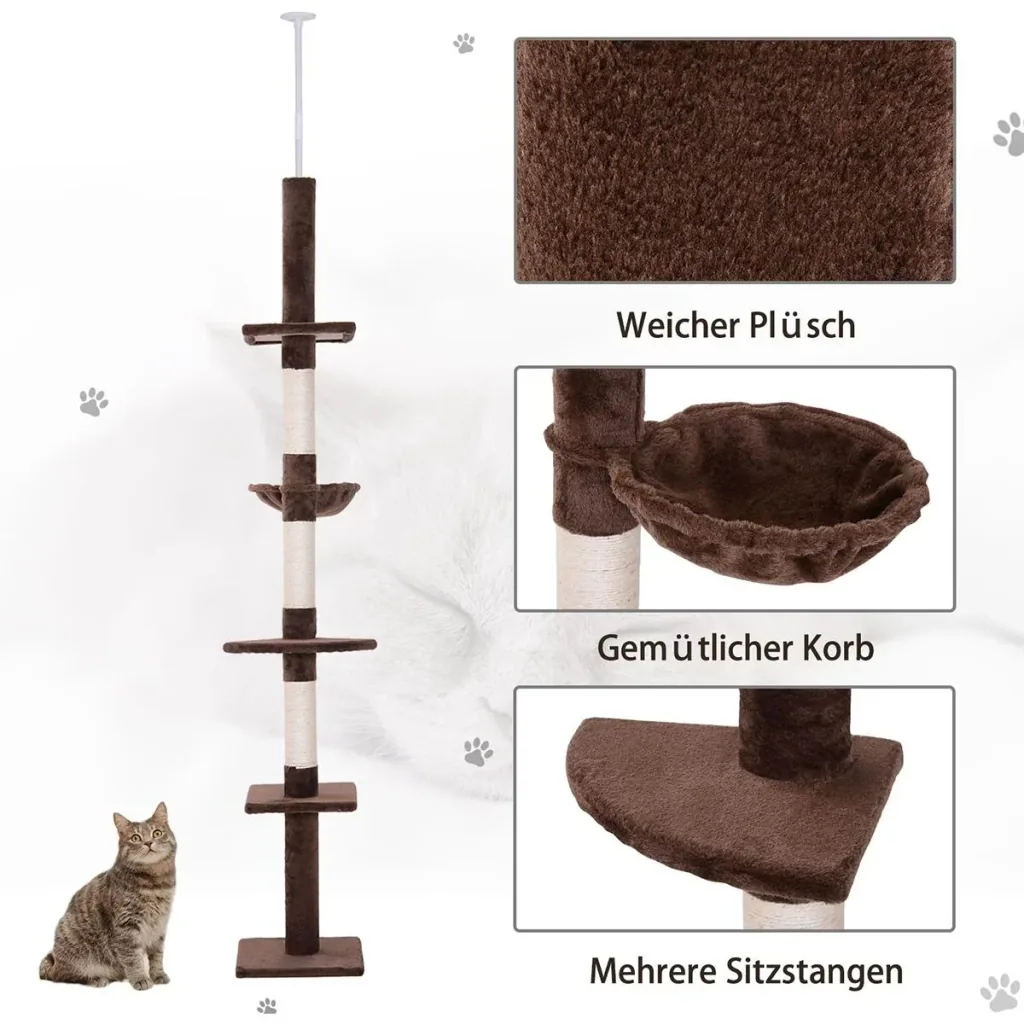 Scratching post height adjustable beige
