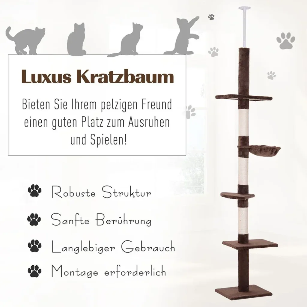 Scratching post height adjustable beige