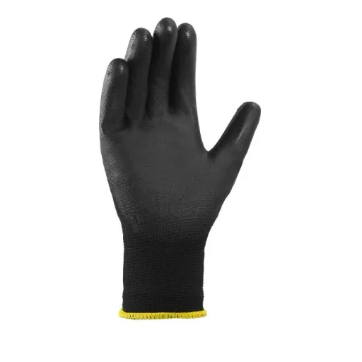 Polyester knitted glove POLYURETHANE COATED, black