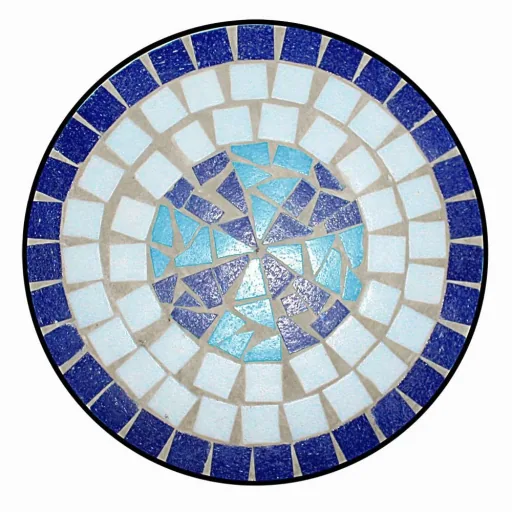 Mosaic table - Ø60cm - blue and white
