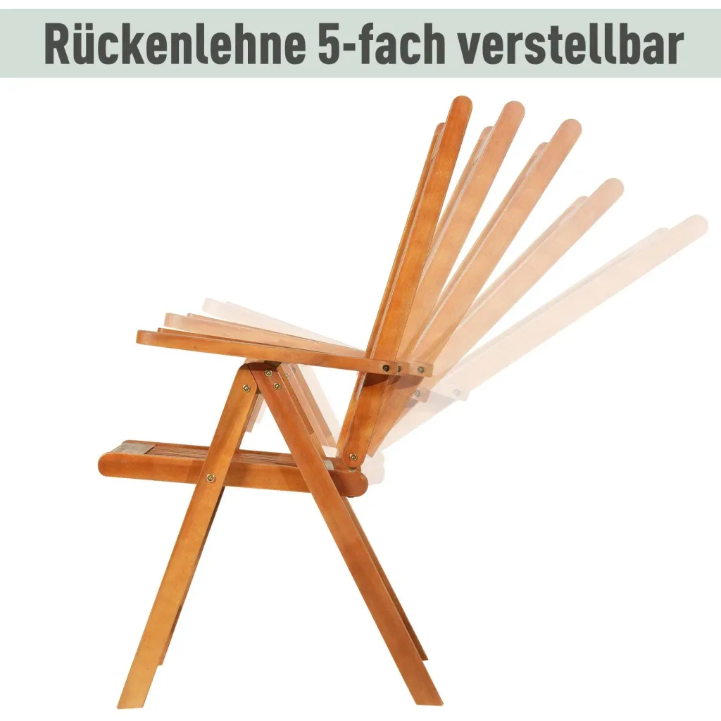 folding chair garden chair garden furniture 5-way adjustable acacia wood oiled 64 x 55 x 110 cm