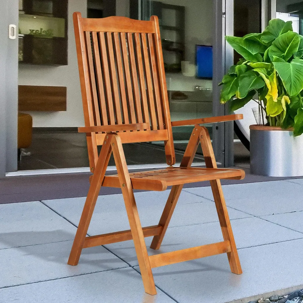 folding chair garden chair garden furniture 5-way adjustable acacia wood oiled 64 x 55 x 110 cm