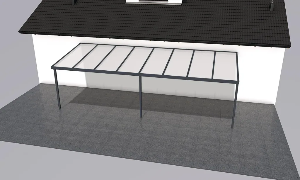 Patio roof Premium, anthracite, 8125 x 3060 mm - Polycarbonate multi-wall sheets 16 mm, opal