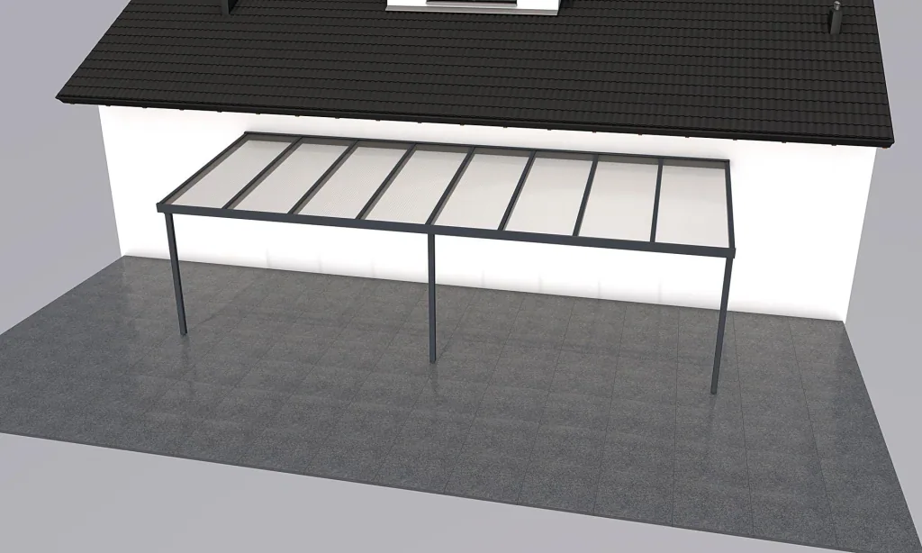 Patio roof Premium, anthracite, 8125 x 3060 mm - Polycarbonate multi-wall sheets 16 mm, opal