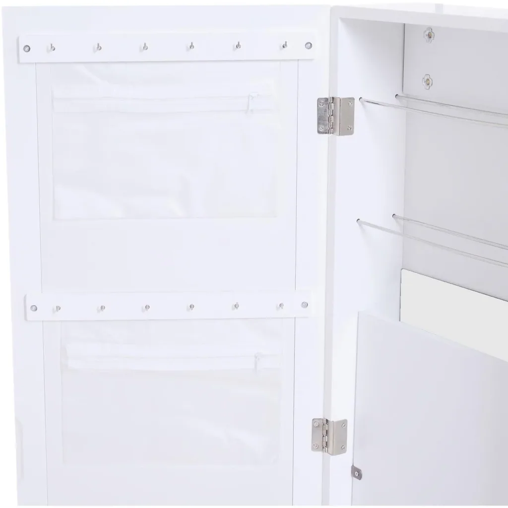Mirror cabinet jewelry cabinet with interior mirror fold-out wall mirror height adjustable white