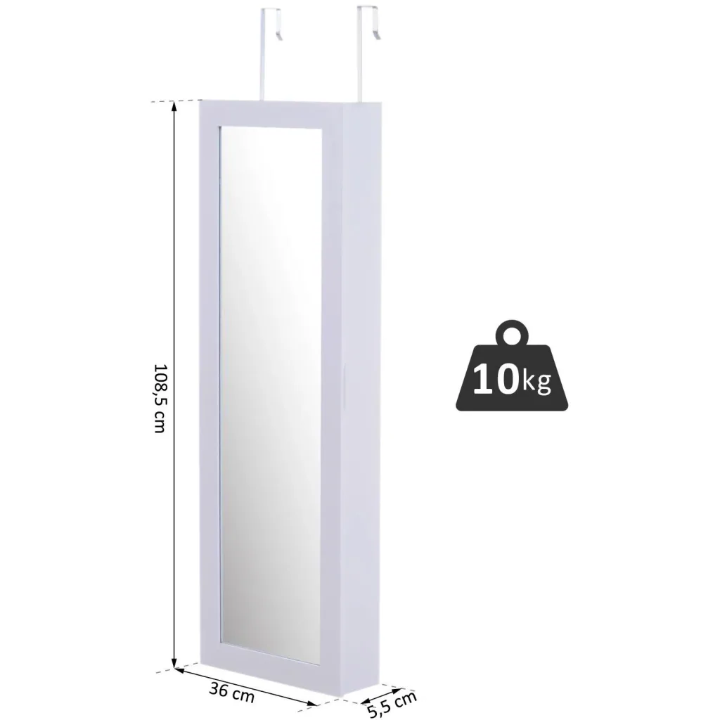 Mirror cabinet jewelry cabinet with interior mirror fold-out wall mirror height adjustable white