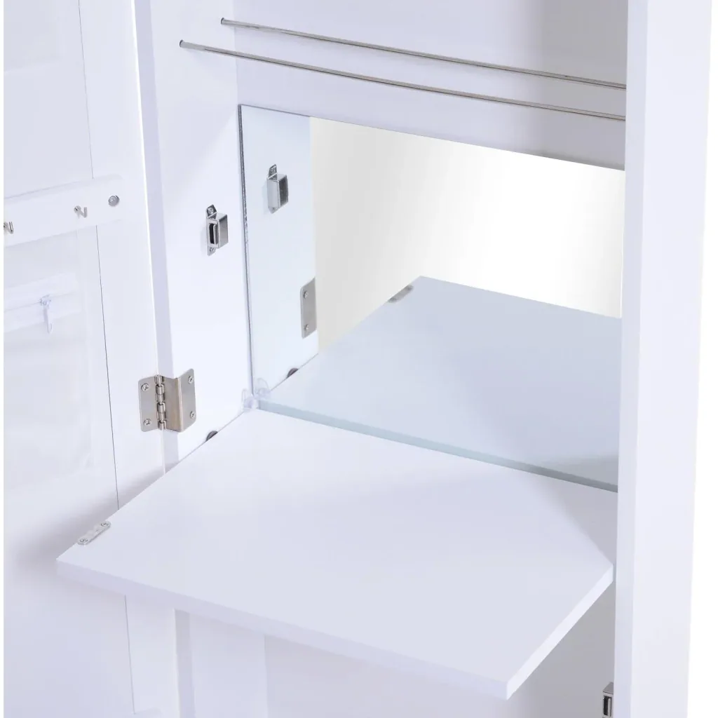Mirror cabinet jewelry cabinet with interior mirror fold-out wall mirror height adjustable white