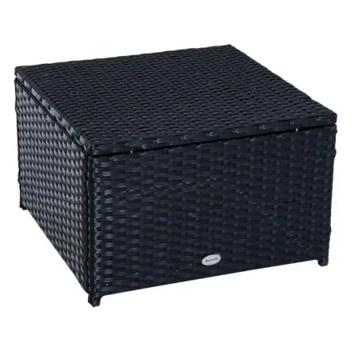 4-piece polyrattan garden furniture seating group lounge with cushions black 1 x double sofa 1 x coffee table 2 x stools