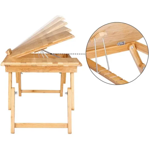 Foldable laptop table - bamboo - bedside table