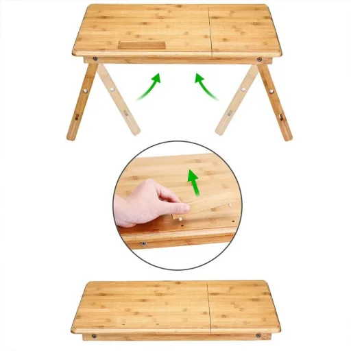 Foldable laptop table - bamboo - bedside table