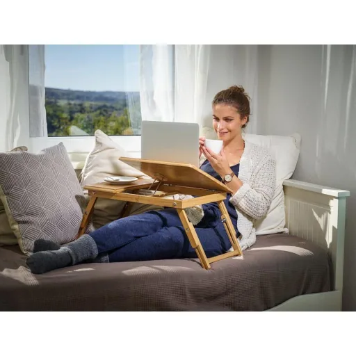 Foldable laptop table - bamboo - bedside table
