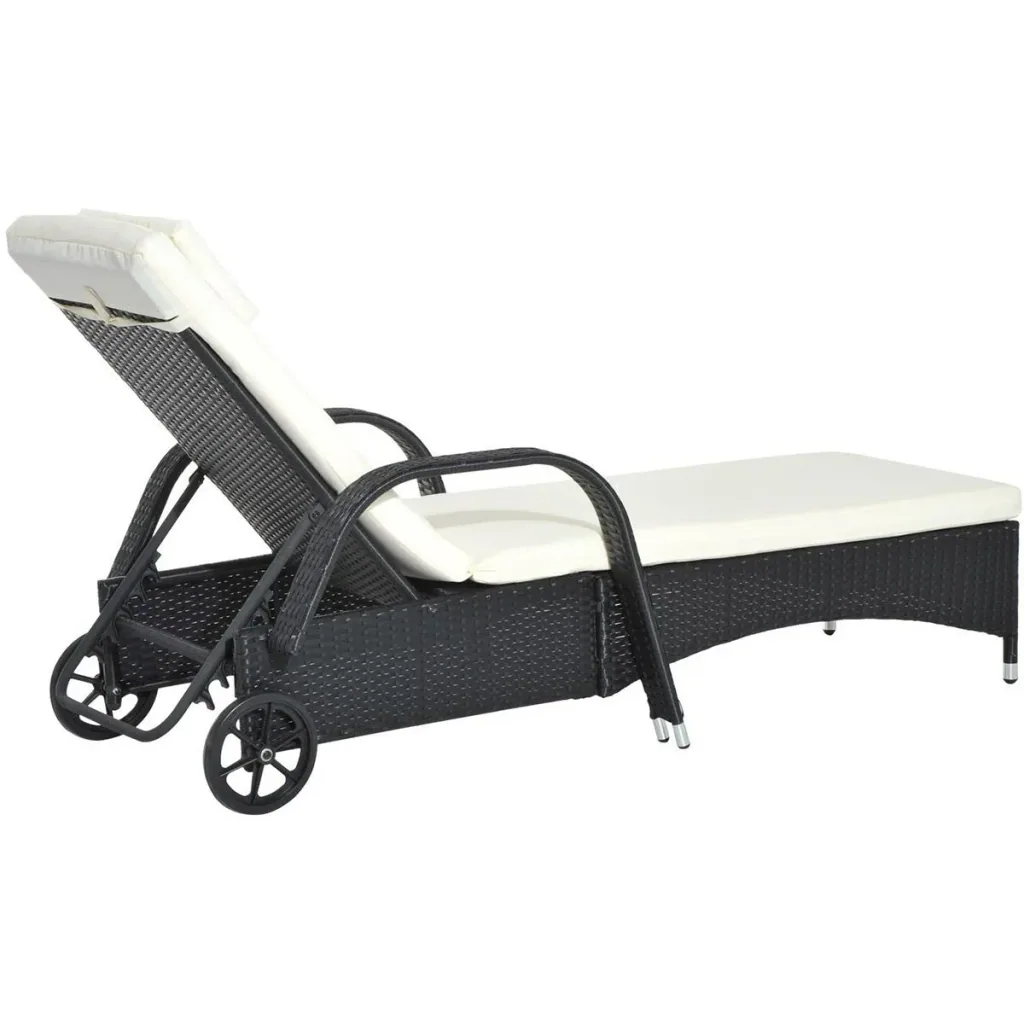 Mobile rattan lounger for the garden