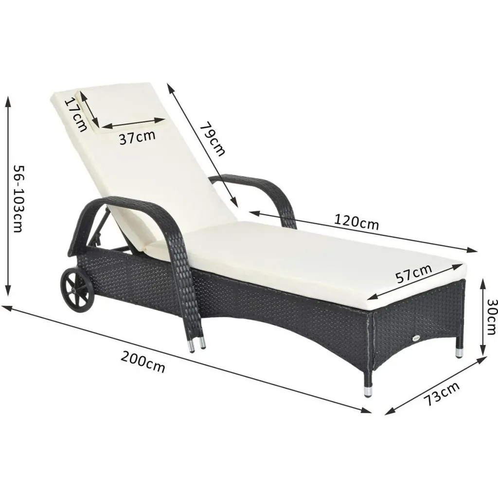Mobile rattan lounger for the garden