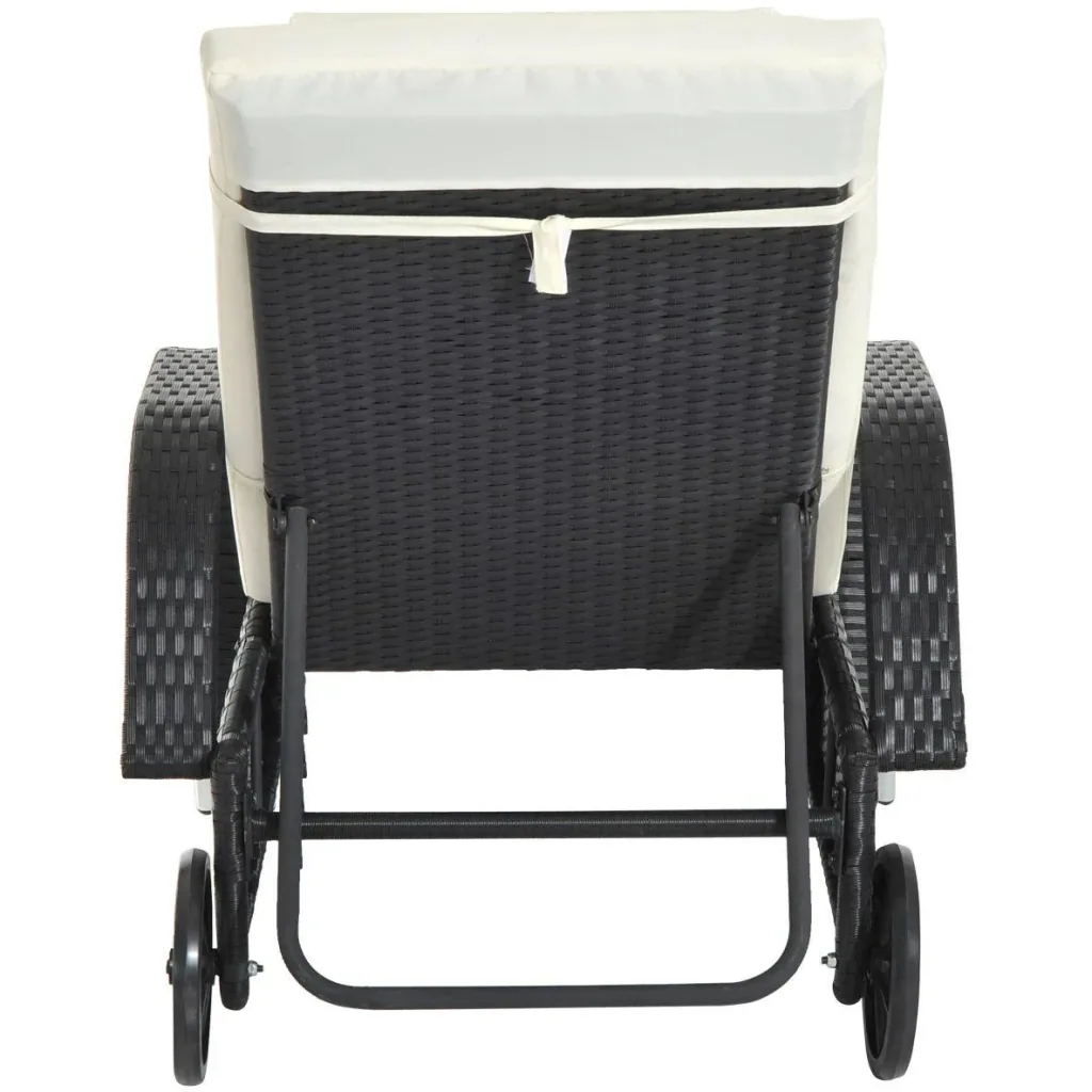 Mobile rattan lounger for the garden