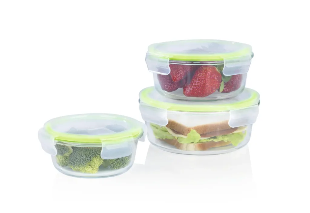 Glass food storage containers "Klick it", round, 6 pieces