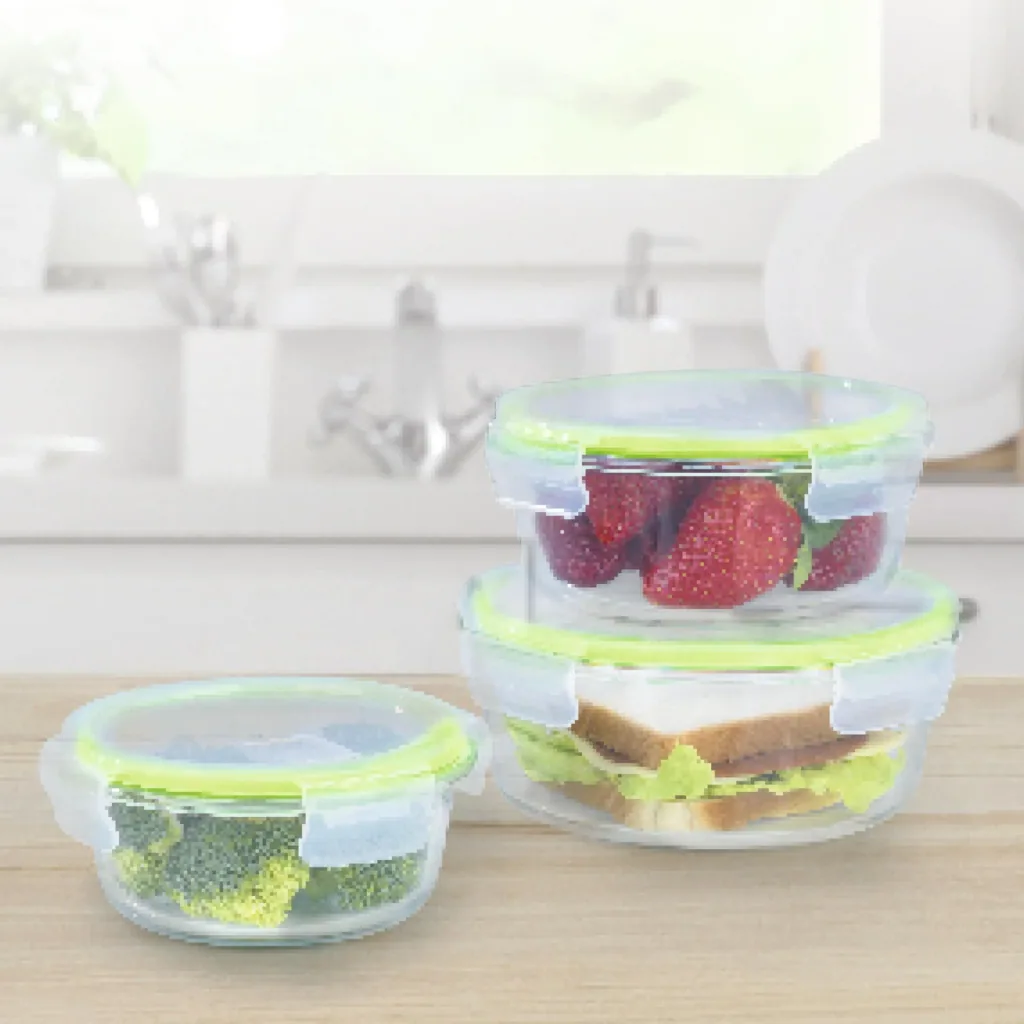 Glass food storage containers "Klick it", round, 6 pieces