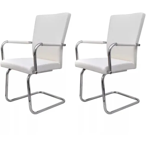 Dining room chairs 2-seater faux leather white