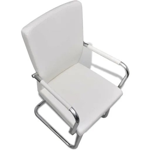 Dining room chairs 2-seater faux leather white