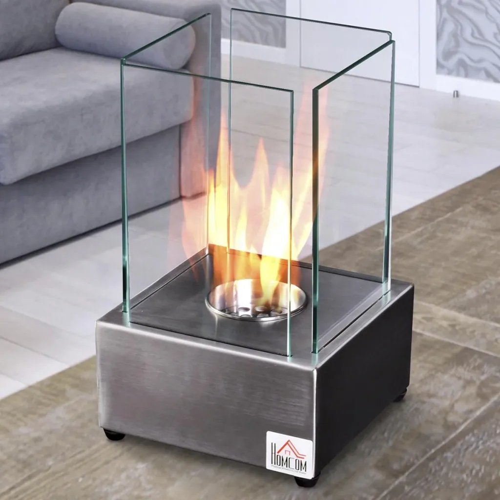 Ethanol fireplace silver