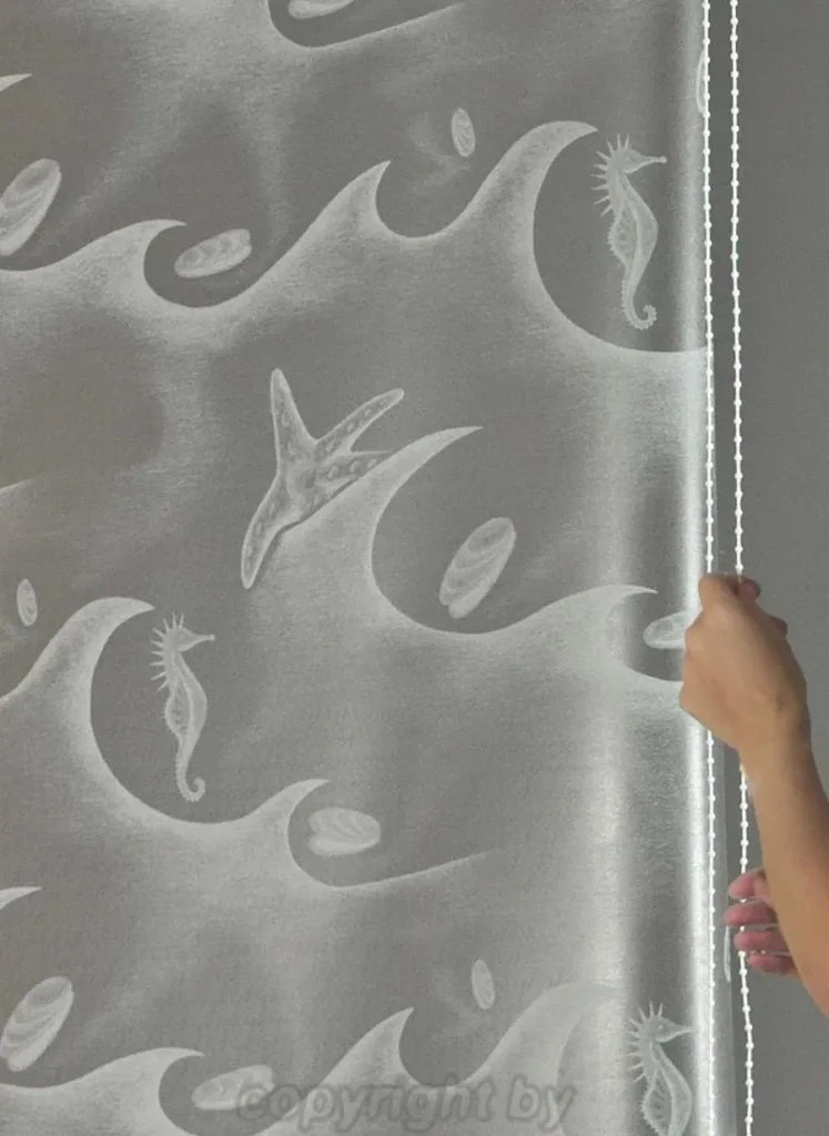 Cassette corner shower blind "Ocean white" 137 x 62 cm