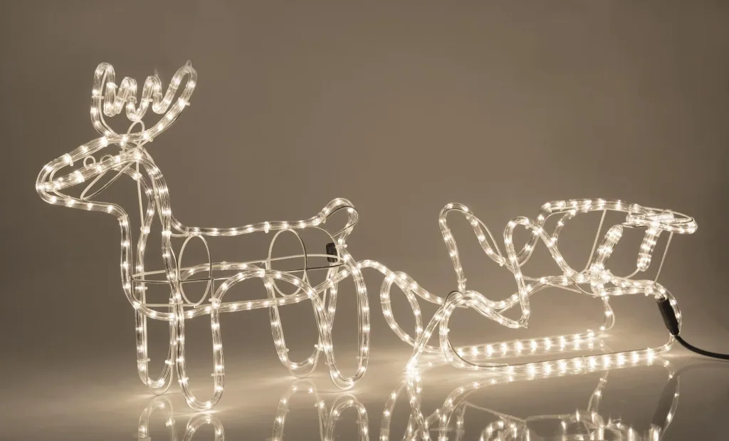 LED reindeer with sleigh, warm white