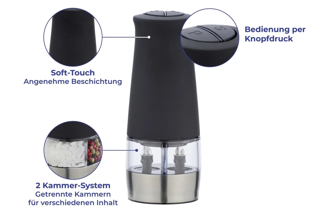 2 in 1 Electric Grinder with Light, Black