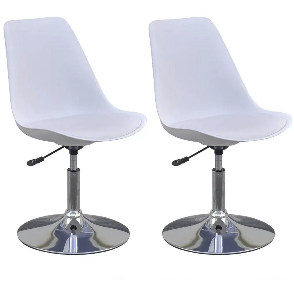 Dining room chairs swivel 2 pieces artificial leather white