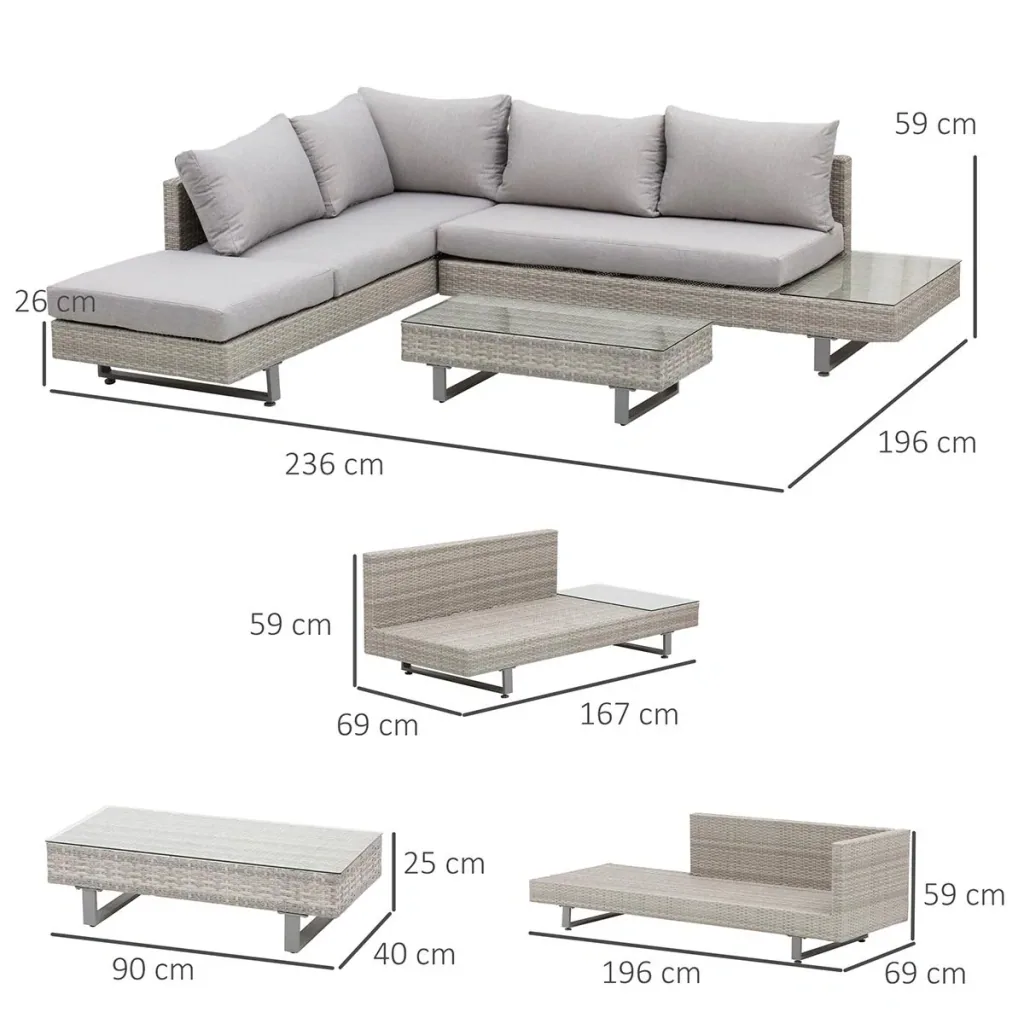 3-piece luxury polyrattan garden set, garden furniture, garden set, seating group, lounge set, lounge furniture including shelves and side tables
