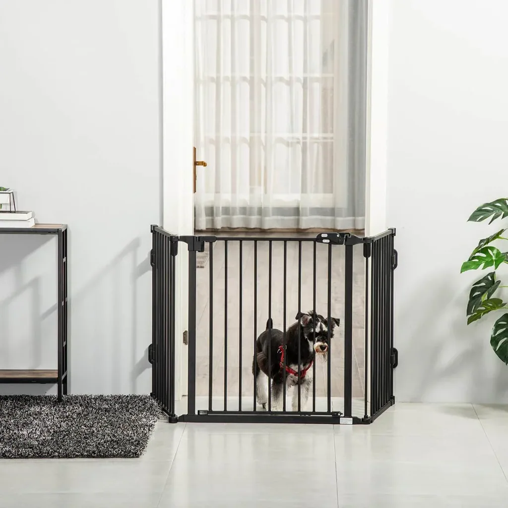 Dog barrier gate door safety gate pet safety gate angle adjustable foldable without drilling configuration gate m