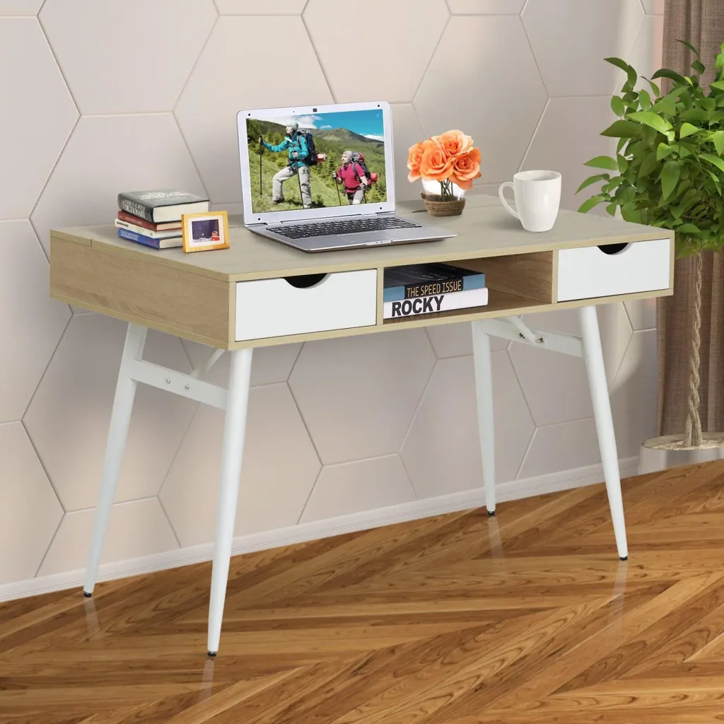 Desk PC table office table work table computer table with 2 drawers 120 x 60 x 76 cm