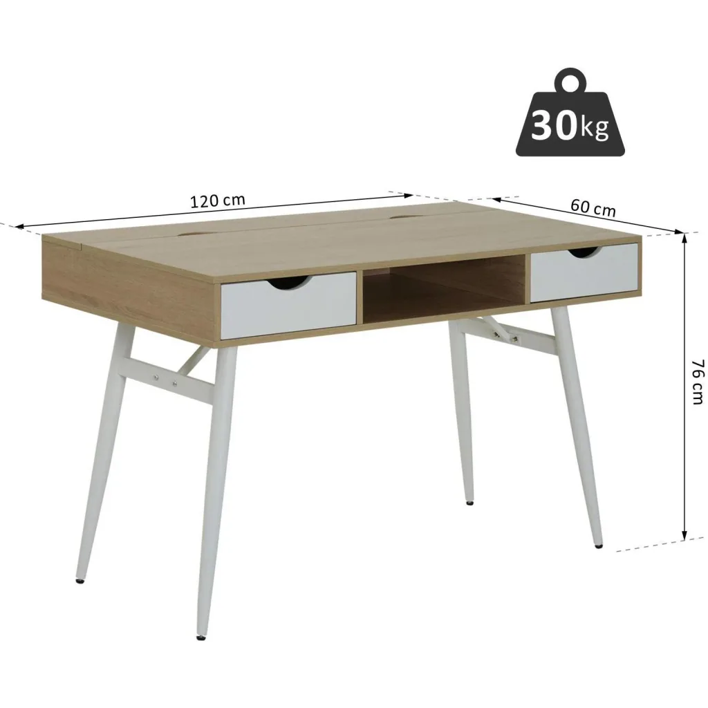 Desk PC table office table work table computer table with 2 drawers 120 x 60 x 76 cm