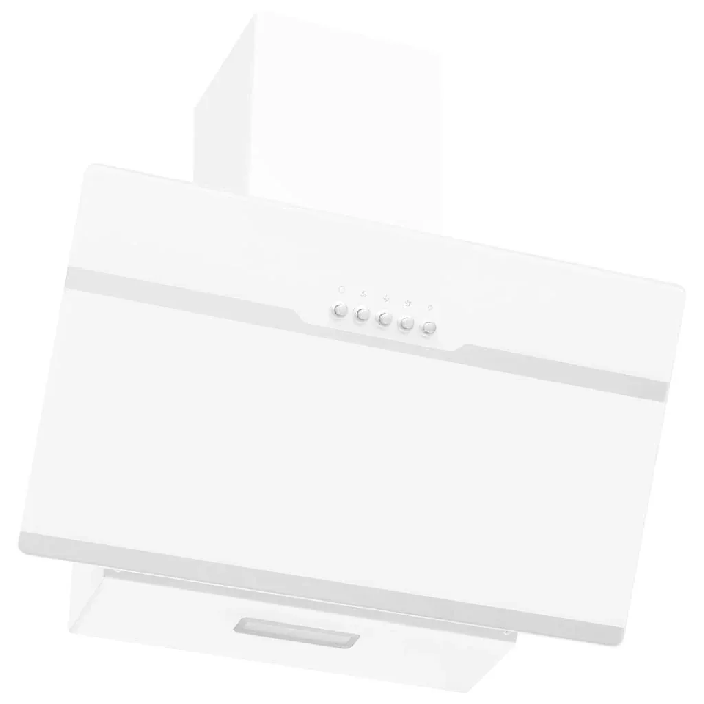 Wall hood 60 cm made of stainless steel and tempered glass white