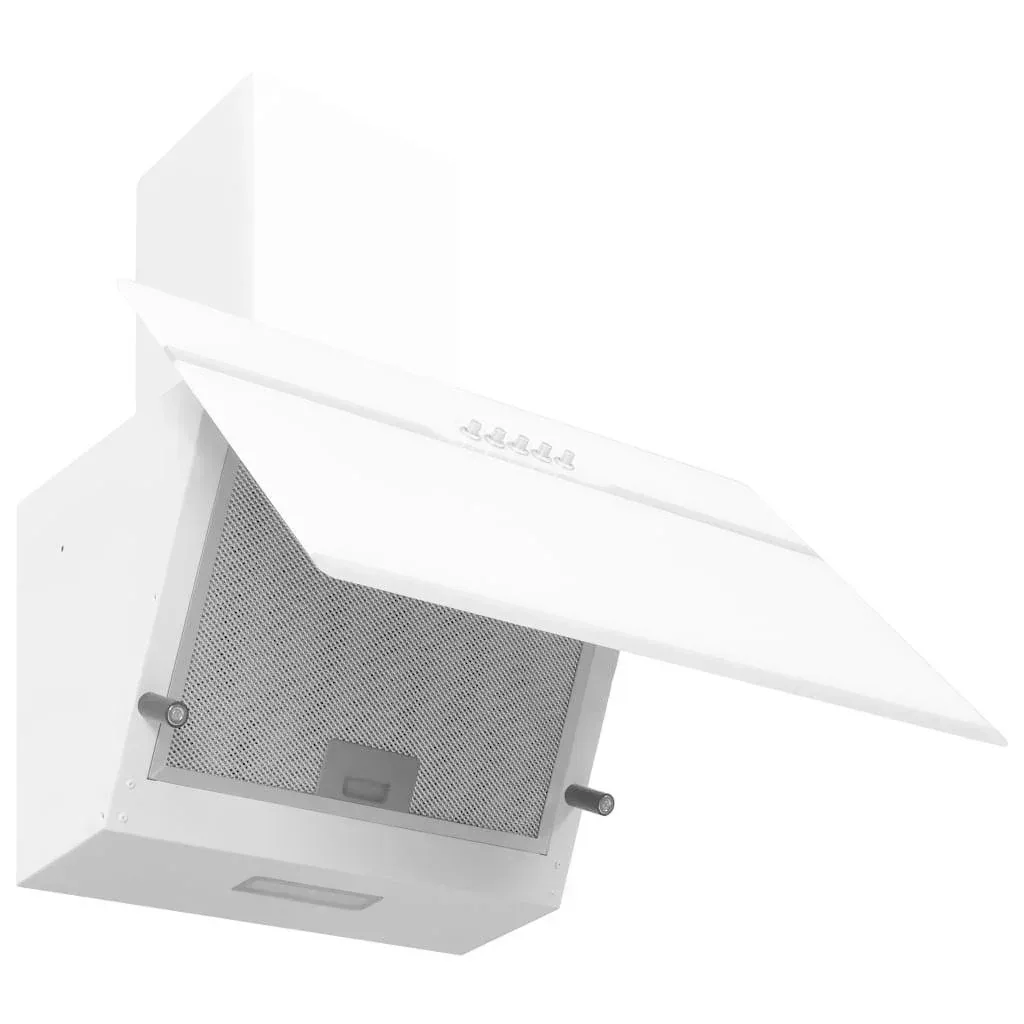 Wall hood 60 cm made of stainless steel and tempered glass white