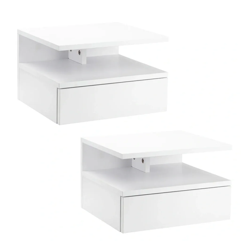 2-piece wall-mounted nightstands, bedside table, wall cabinet with drawer, floating design, bedroom nightstand, side table