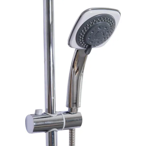 Rain shower shower system hand shower 5 shower modes square silver
