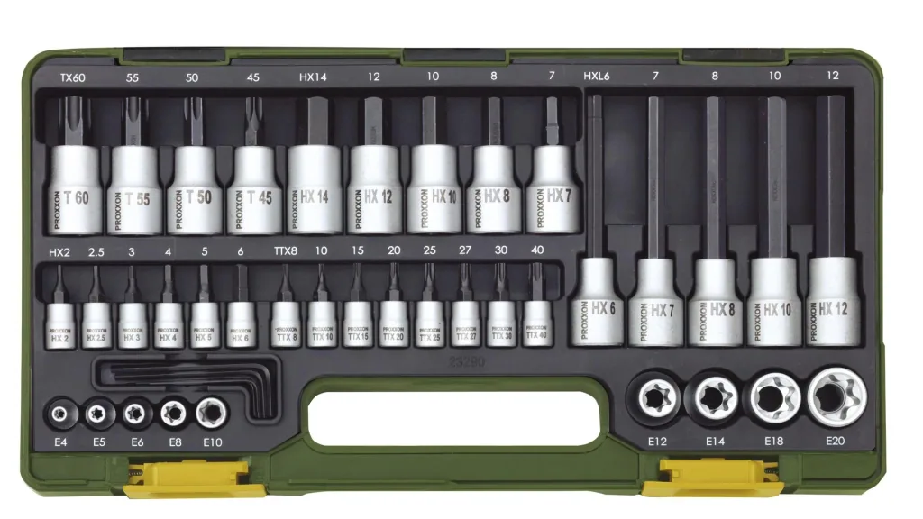 Socket wrench set HX + TX, 1/4" + 1/2" (42 pieces)