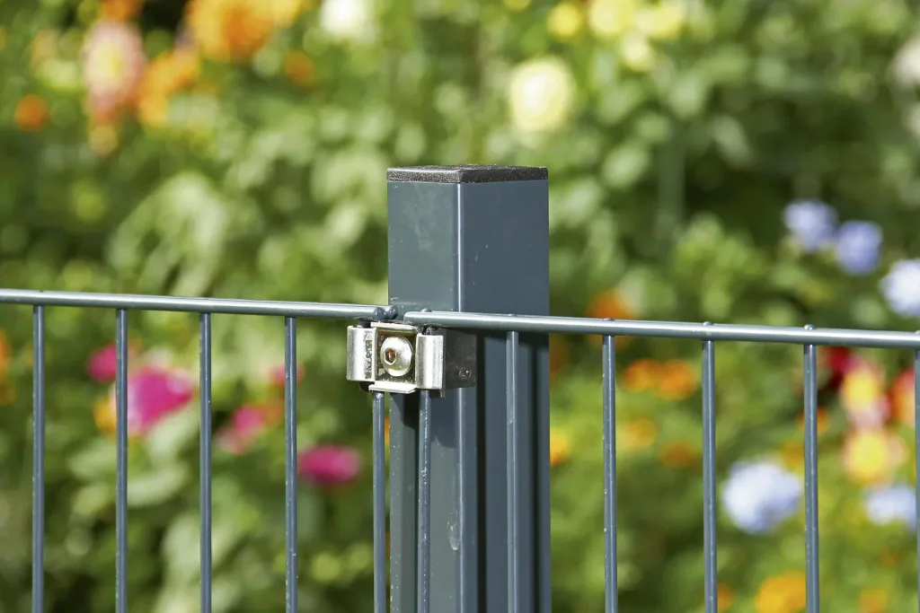 Double rod mesh fence complete set, green, height 100 cm, length 18 m